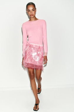 ZARA МИНИ-ЮБКА С ПАЙЕТКАМИ, РОЗОВЫЙ
