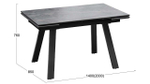 Стол кухонный обеденный раздвижной Черный муар/Керамика матовая серый мрамор 140(200)х85х76 см