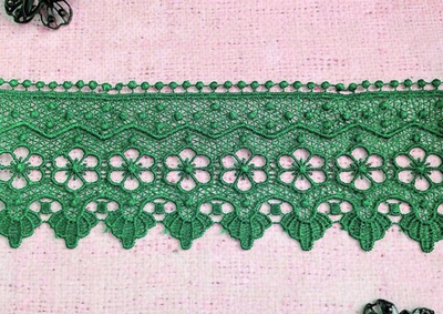 Кружево плетеное, ш. 7,8 см, зелёный