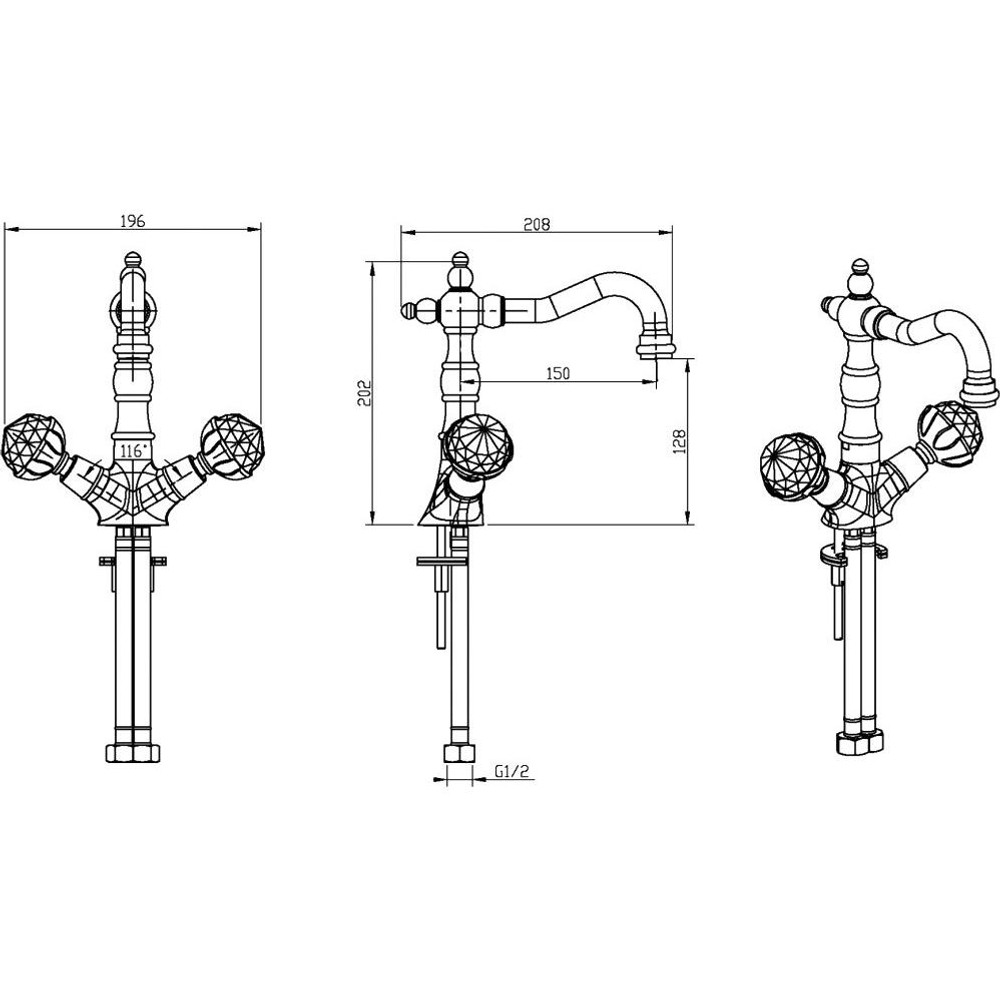 Смеситель для раковины Boheme Brillante Presente 352