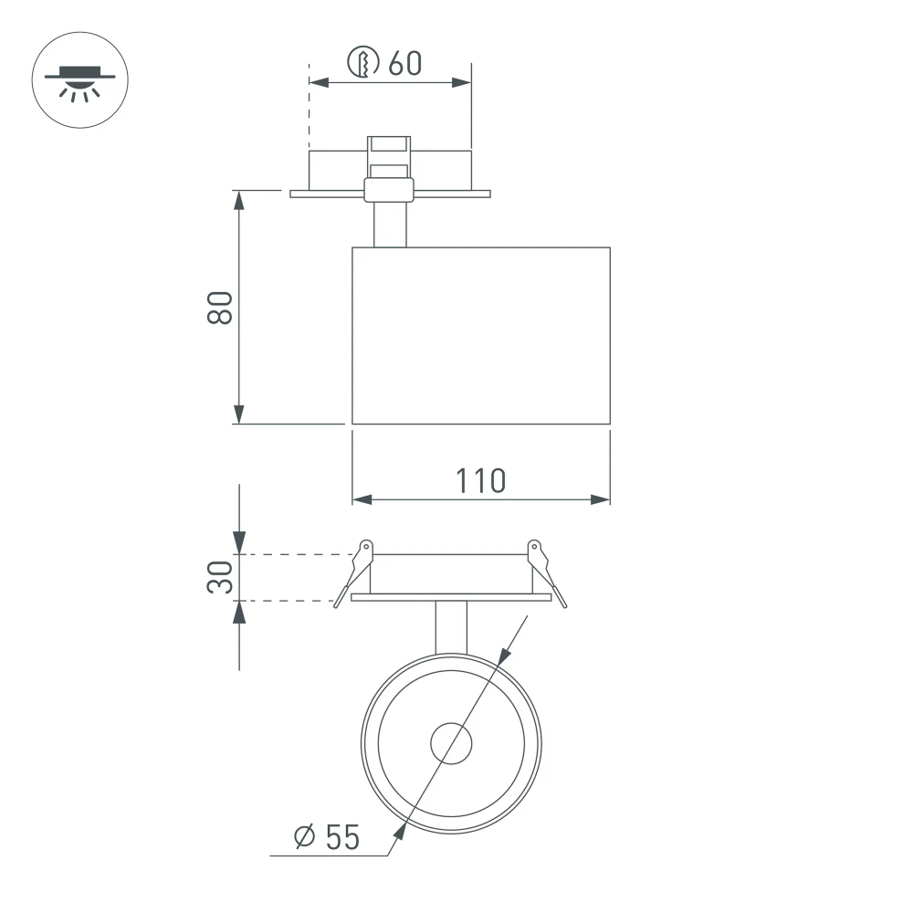Светильник LGD-LUMOS-R55-9W Warm3000 (WH, 25 deg, 230V) (Arlight, IP20 Металл, 3 года) 034146