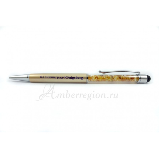 Ручка-стилус с янтарем (золотая)