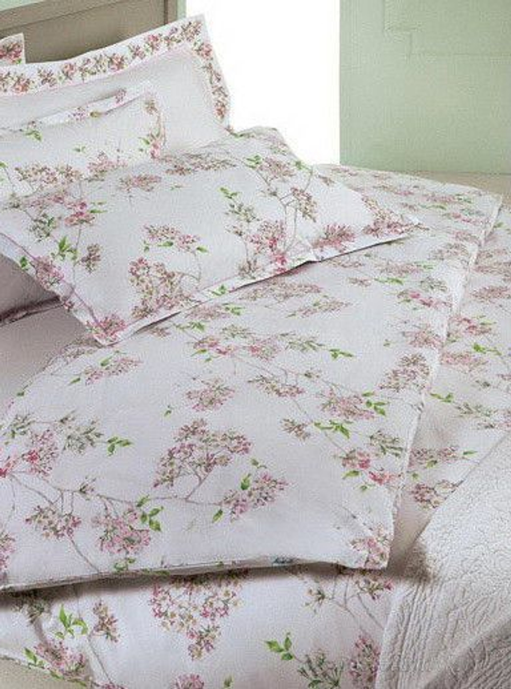 Постельное белье 2 спальное евро Mirabello Fiori Ciliegio голубое