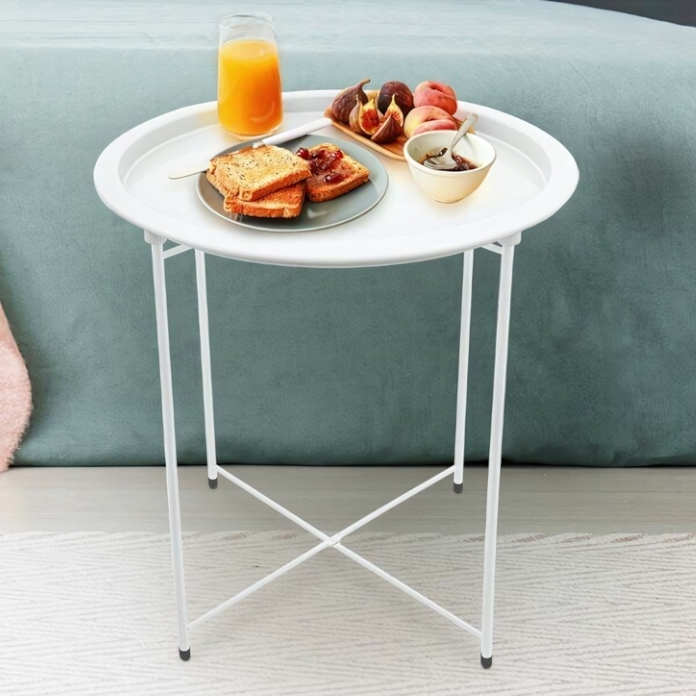 Столик складной металлический, Д470 Ш470 В505, белый