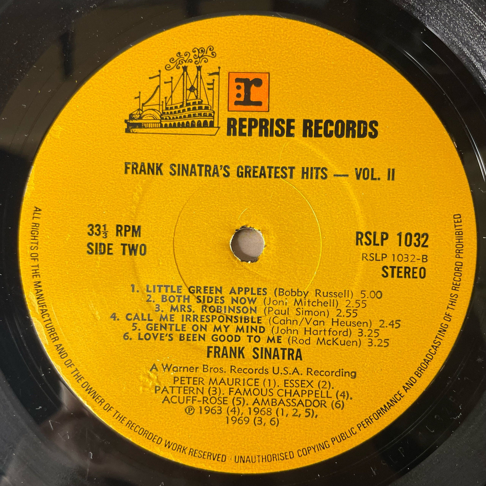 Винтажная виниловая пластинка LP Frank Sinatra, Greatest Hits, Vol. II (Англия 1973) My Way