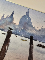 Картина авторская акварельная в паспарту 30х40 см на стену для интерьера "На грани в Венеции"