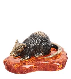 Народные промыслы AM-1606 Фигурка «Крыса Мотя» (латунь, янтарь)