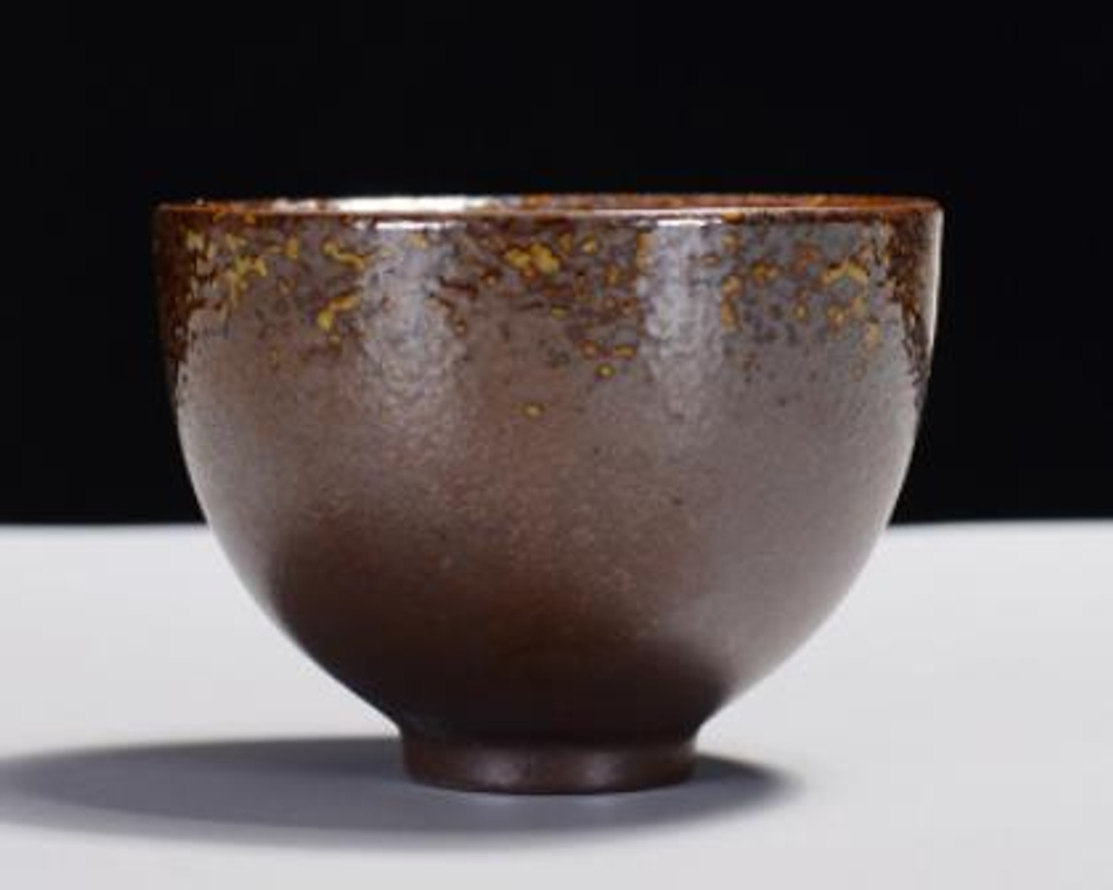 268102 Пиала ОБЖИГ В ПЕЧИ "Колокол" имит.обжига h=5см, d=7,25см, 70мл, керамика коричнево-желтый