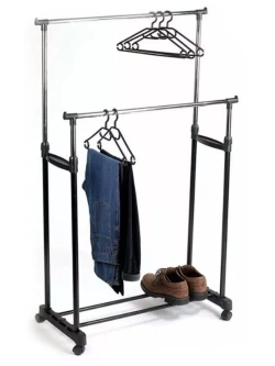 Двойная напольная передвижная стойка для одежды Double-Pole Telescopic Clothes Rack