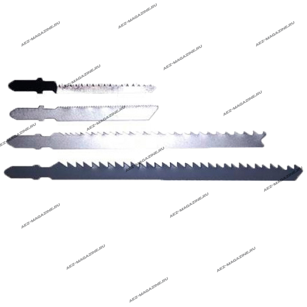 Набор из 4 пилок:1 -фигурный рез 75мм, 1- металл 75мм, 1-дерево, алюминий, пластик132мм, 1 - быстрый