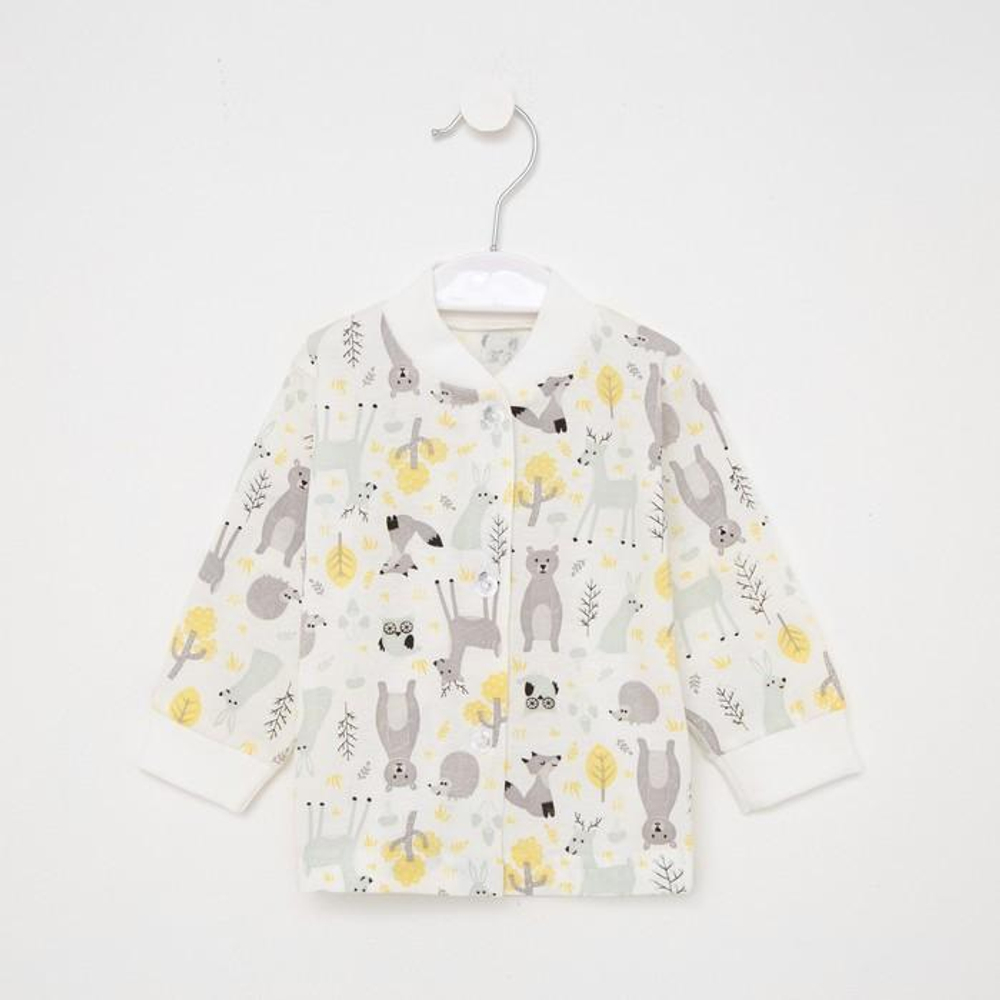 Кофточка детская А.70-6 КТ цвет молочный/звери, рост 68 (Юниор Текстиль)