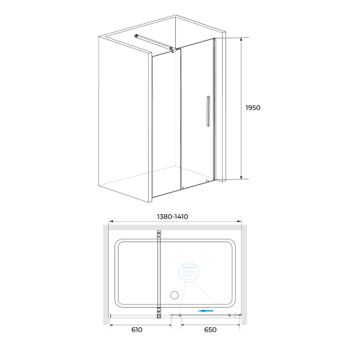 Душевая дверь RGW TO-18B (Прозрачное, 1400)
