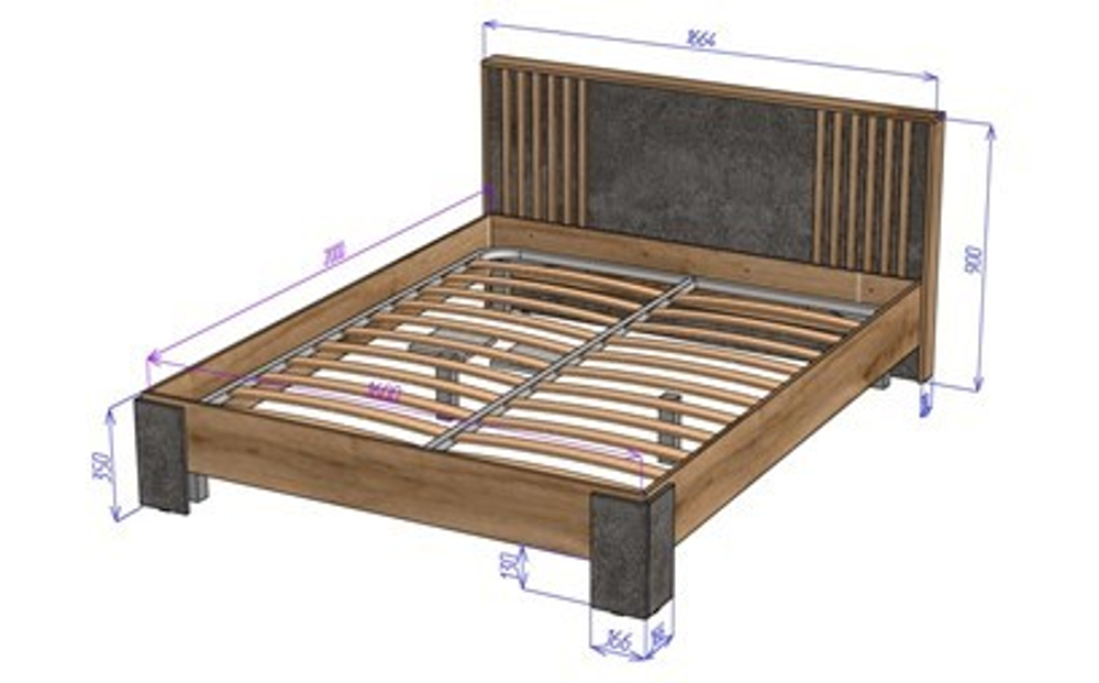 Марракеш Кровать 1600 Анкор светлый / Цемент темный