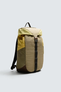 ZARA РЮКЗАК ИЗ ТЕХНИЧЕСКОЙ ТКАНИ С КОЖАНЫМИ ДЕТАЛЯМИ, РАЗНОЦВЕТНЫЙ