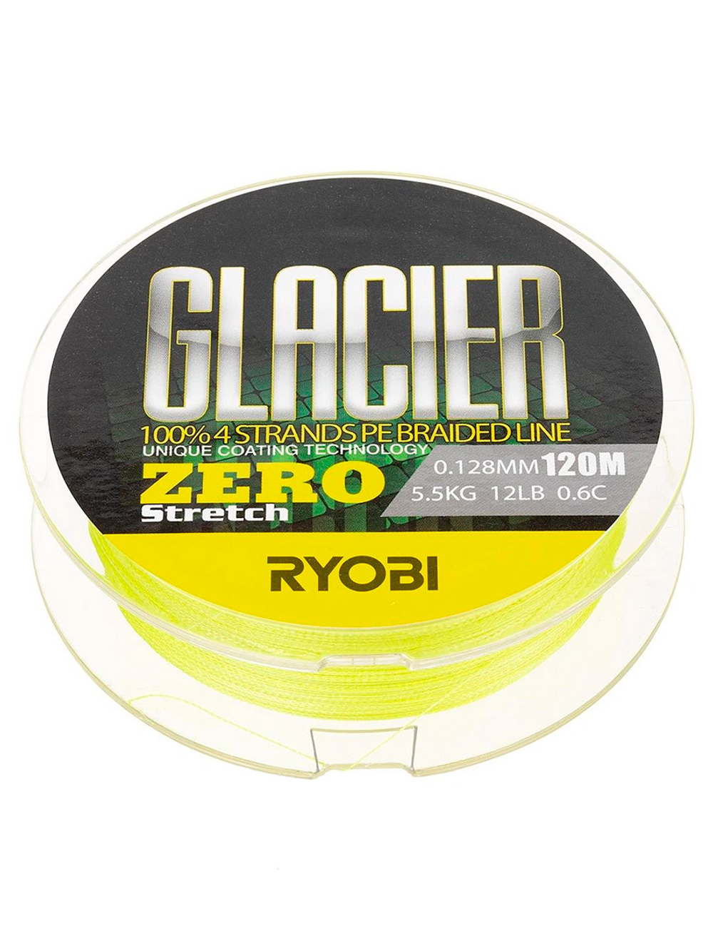 Шнур плетеный для рыбалки Ryobi GLACLER ZERO-120M yellow 0.3/d-0.092mm