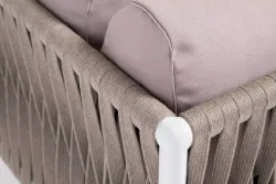 "Касабланка" левый модуль плетеный из роупа, каркас алюминий светло-серый (RAL7035) шагрень, роуп серо-коричневый 23мм, ткань Neo ash