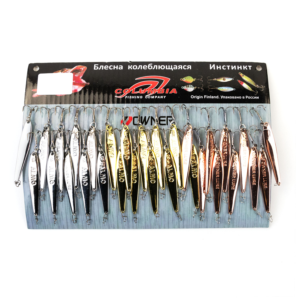 Блесна зимняя Columbia "Окуневая", средняя, на блистере (55мм, 5.25гр), 30шт/уп