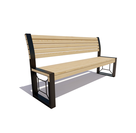 Скамейка стальная "Бавария" сосна 1,8м, без подлокотников, лак