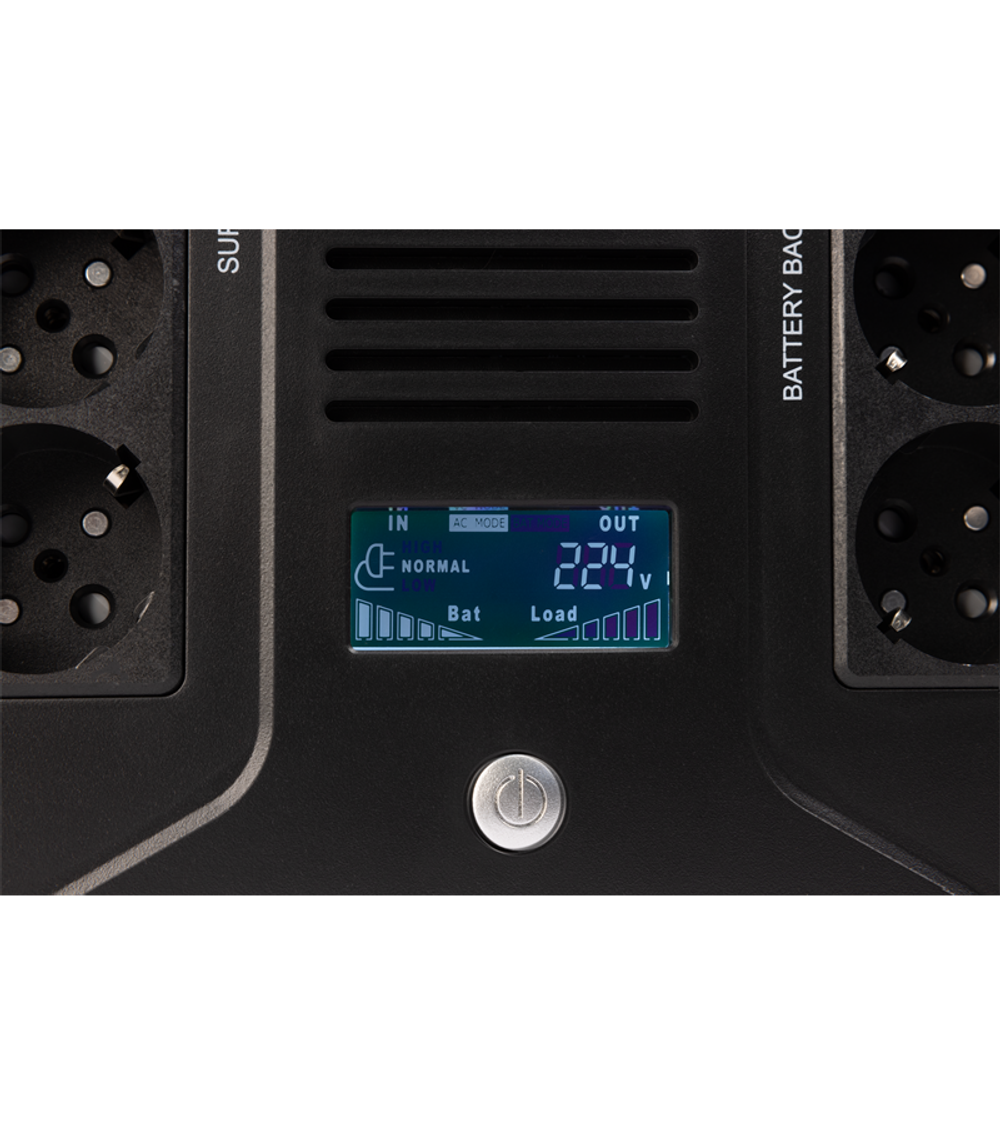 SMARTWATT линейно-интерактивный, 1000/600 ВА/Вт, напольный/настенный, LCD дисплей, Shuko CEE7/4 - 8 шт. (4 шт. с резервным питанием, 4 шт. - сетевой фильтр)