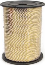 Лента (0,5 см*228,6 м) Диагонали, Белый/Золото, Металлик, 1 шт.