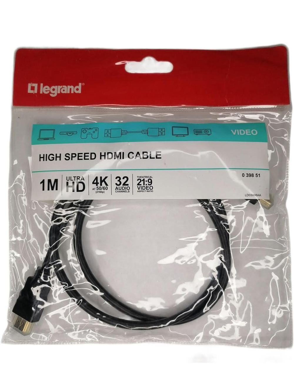 Кабель HDMI высокоскоростной 1м 039851 LEGRAND