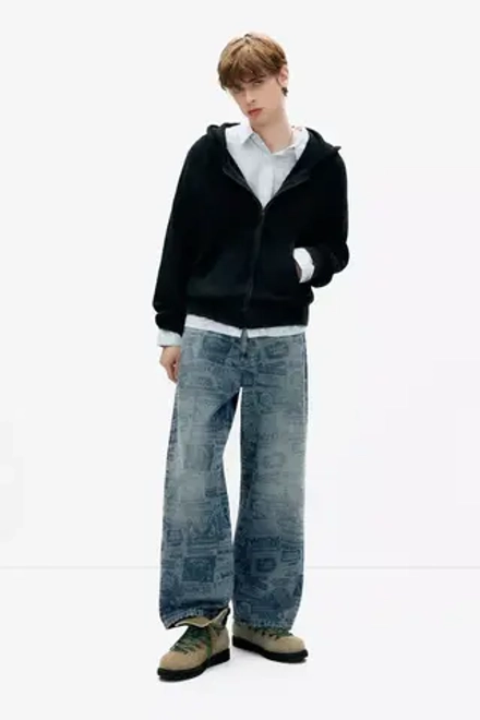 PULL&BEAR Джинсы широкого кроя "Stranger Things", синий