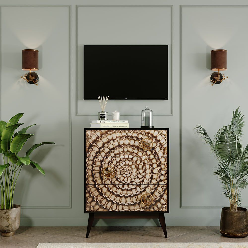 Комод Терра Птички с 3 ящиками Каштан