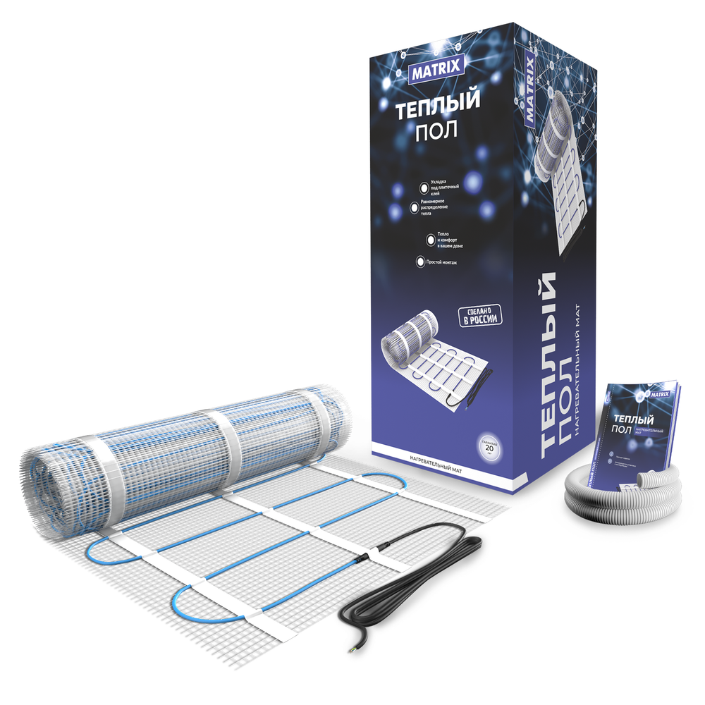 Электрический теплый пол MATRIX нагревательный мат MATRIX 150  - 11,0 /1650, 11м2 Электрический теплый пол MATRIX нагревательный мат MATRIX 150  - 11,0 /1650, 11м2