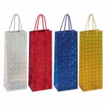 Пакет подарочный для бутылки 13x8,5x36 см, ЗОЛОТАЯ СКАЗКА голография, ассорти 4 цвета, 606608