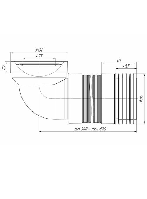 Гофра д/унитаза 340/870 K729R