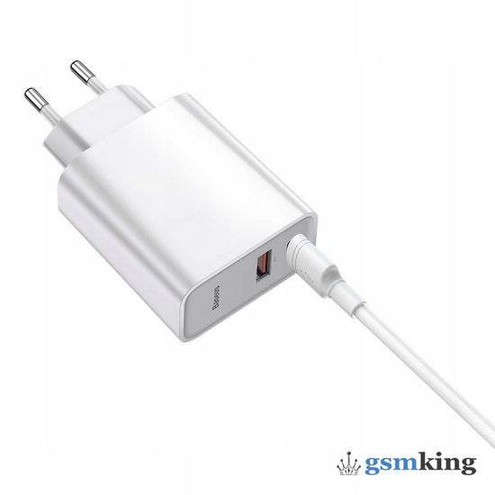 Baseus Speed PPS Quick Charger C+U 30W (With 1M C to C Cable) EU White TZCAFS-A02