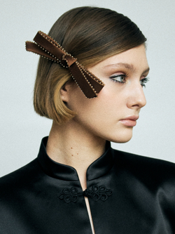 Бант "Стрекоза" коричневый с декором