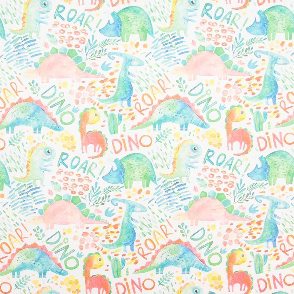 Упаковочная бумага (0,5*0,7 м) Яркие динозаврики, 1 шт.