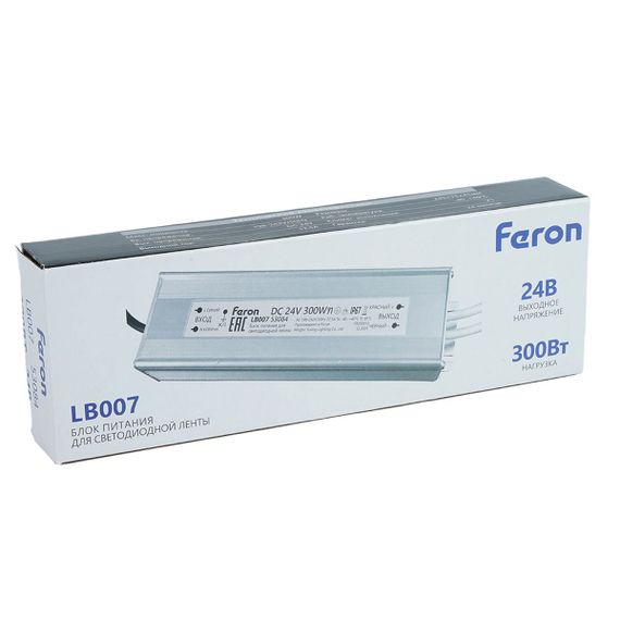 Трансформатор электронный для светодиодной ленты 300W 24V IP67 (драйвер), LB007 Feron 53084