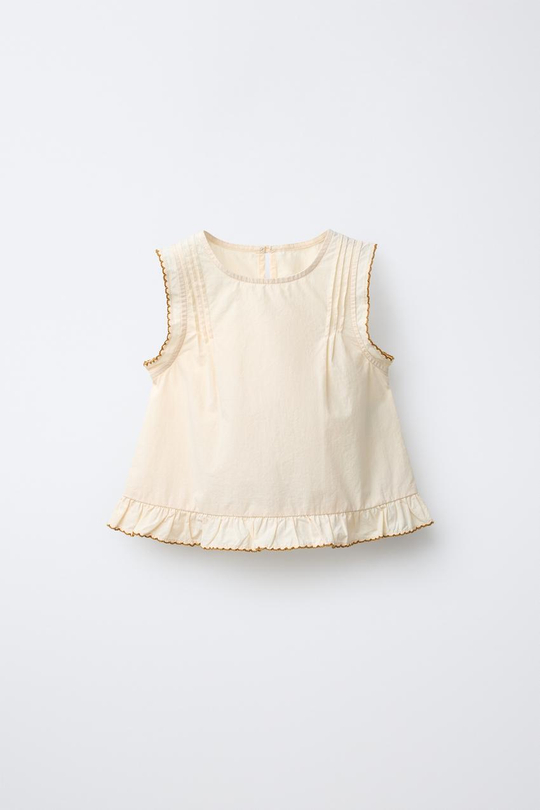 ZARA ТОП ИЗ ПОПЛИНА, ЦВЕТ СЛИВОЧНОГО МАСЛА