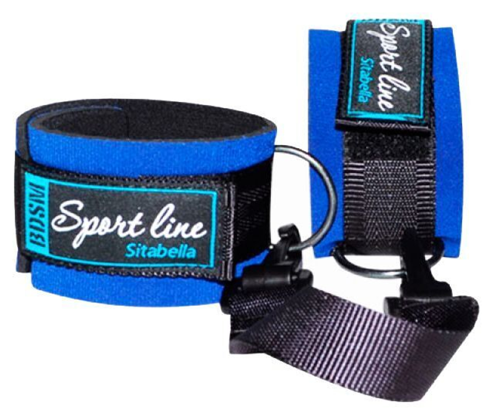 Сине-чёрные оковы на ноги из неопрена (Цвет: синий с черным)