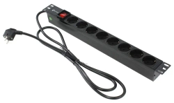 Блок розеток 19", 1U, 8 розеток, кабель 2 метра, огнеупорный пластик, 5bites PDU819P-01