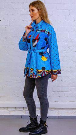 Куртка-рубашка "Миро синий", по мотивам абстрактной живописи Жоан Миро