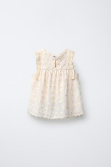 ZARA ТОП С ВЫШИВКОЙ И КРУЖЕВОМ, ЭКРЮ