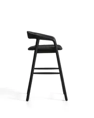 Уличный полубарный стул Derile из массива дуба и веревки в черной отделке