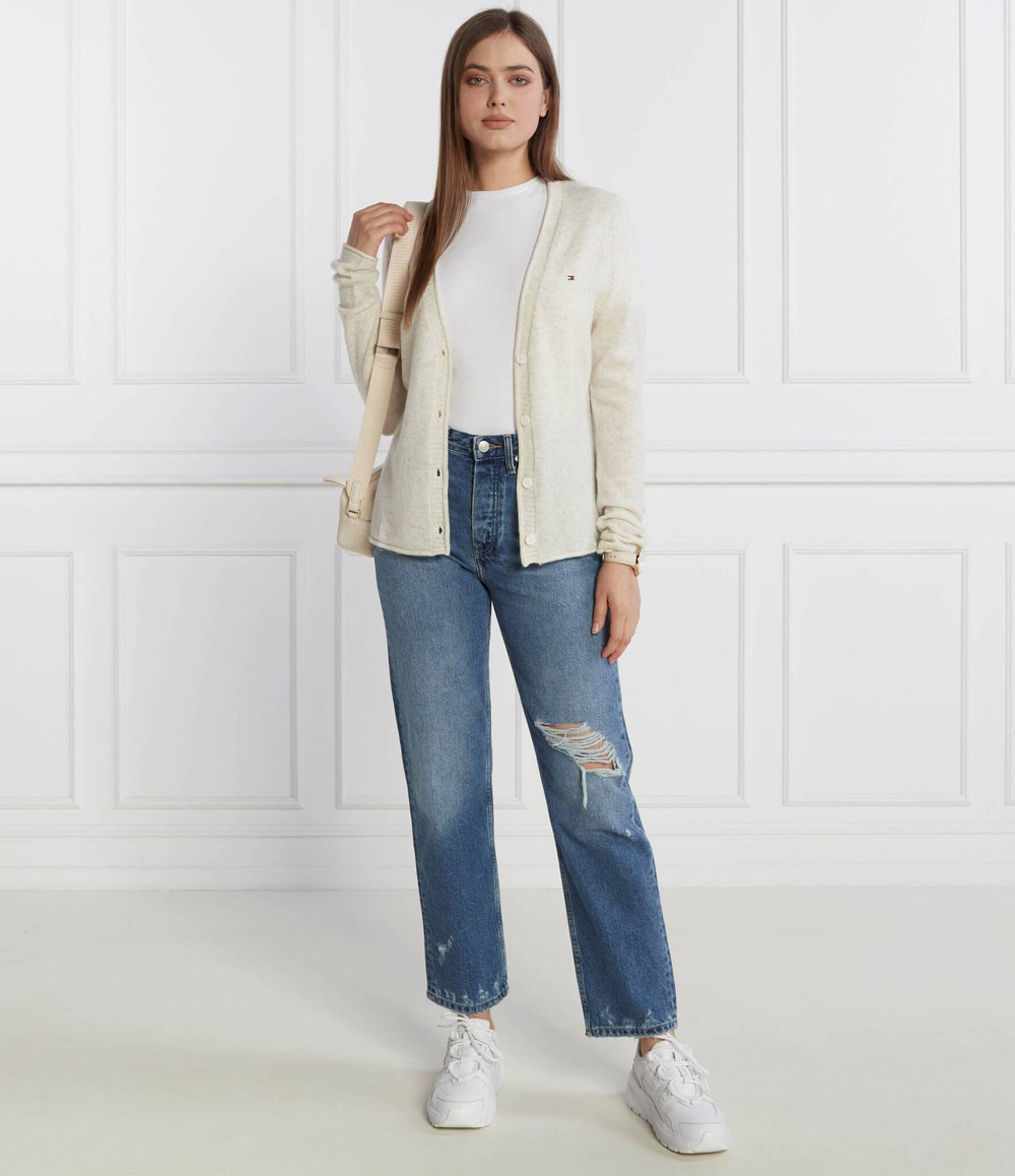 Хлопковый кардиган Tommy Hilfiger - кремовый(WW0WW39888)