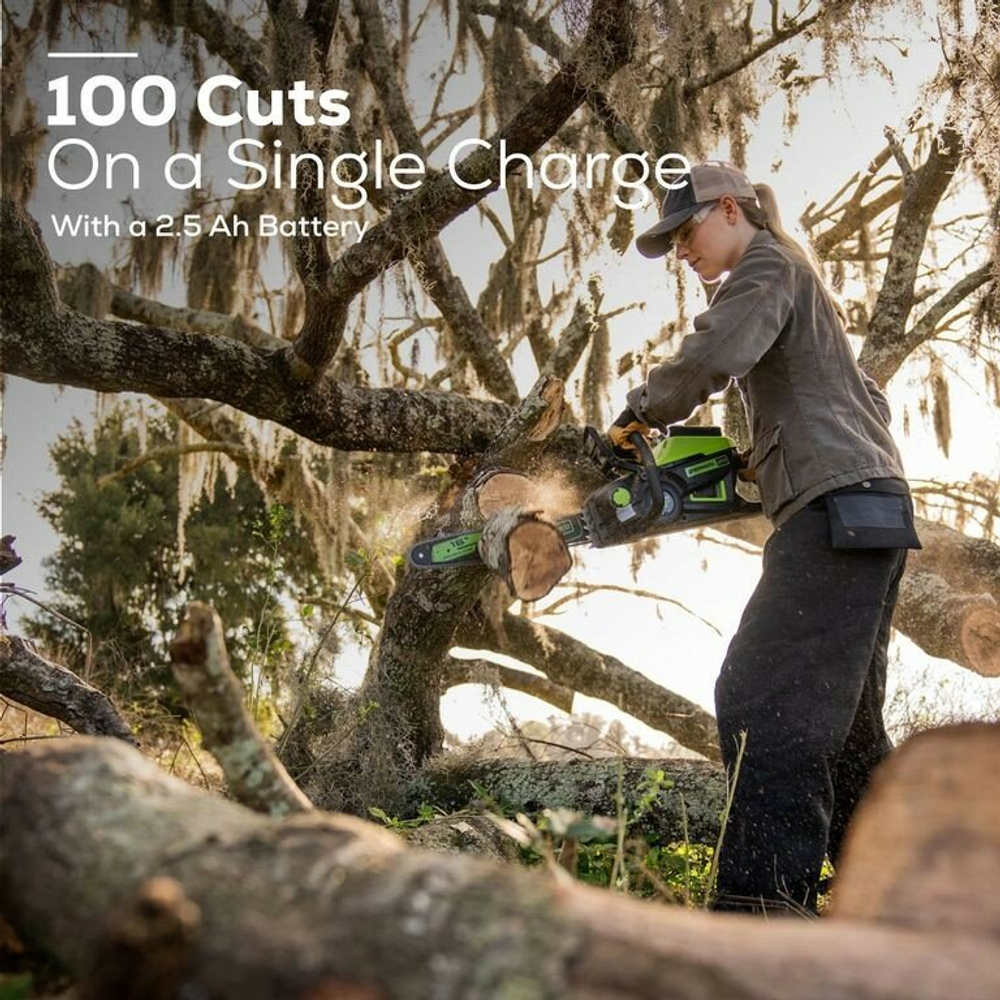 Цепная пила аккумуляторная GreenWorks GD60CS25, 60V, 40 см, бесщеточная, 2500 Вт, без АКБ и ЗУ (2008907)