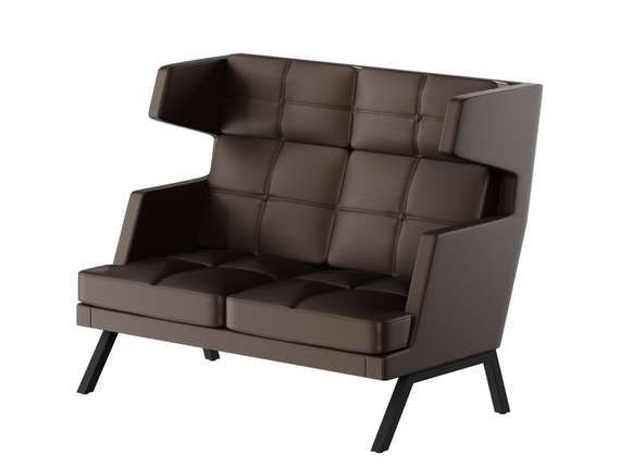 Алдо Диван двухместный высокий с декором из пуговиц ALDB-02 Линкольн 221/Металл Черный 1430*960*1180