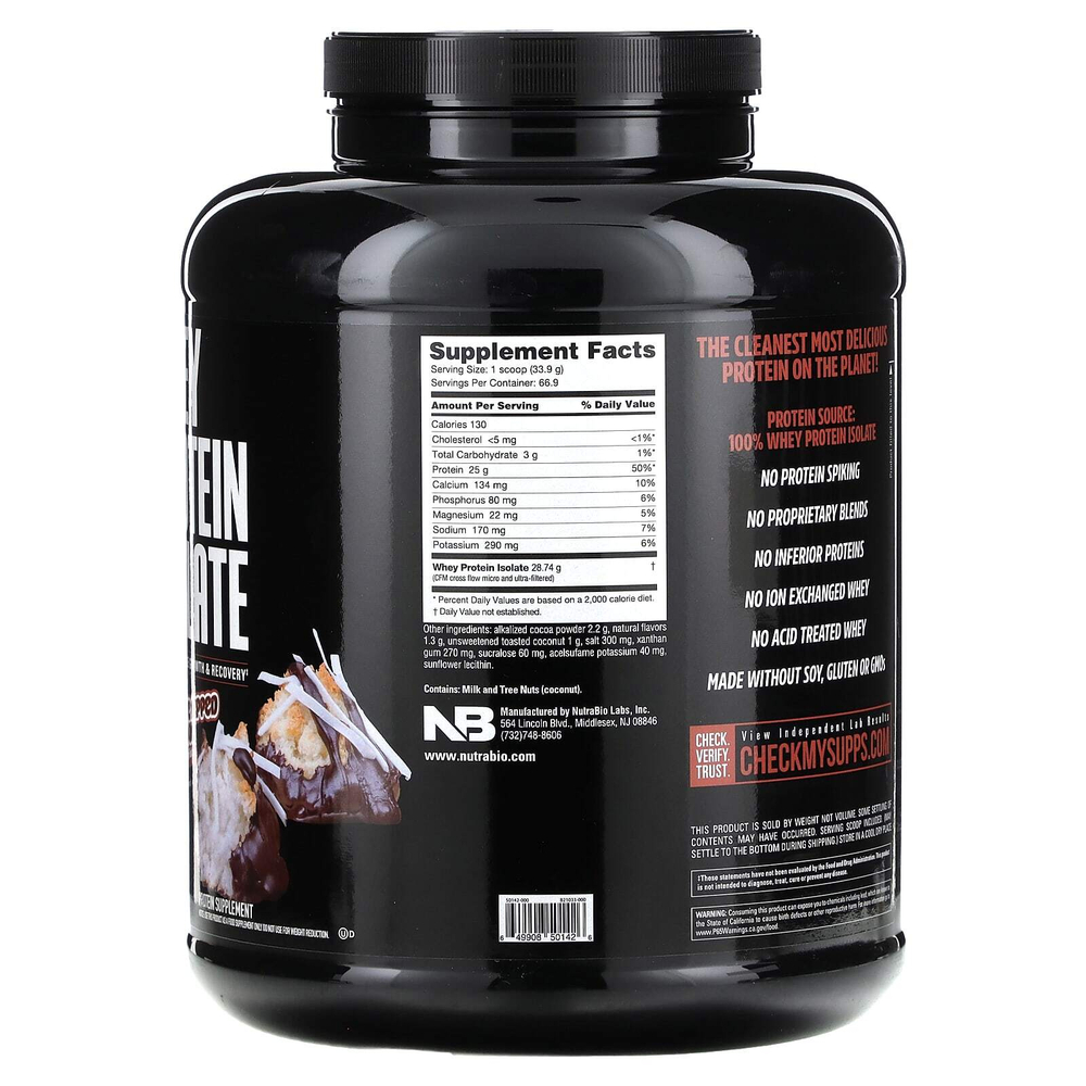 NutraBio, изолят сывороточного протеина, со вкусом шоколадного макарона, 2268 г (5 фунтов)