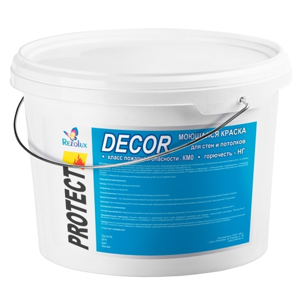 Краска КМ0 PROTECT Decor негорючая для путей эвакуации /Протект Декор/ 15кг