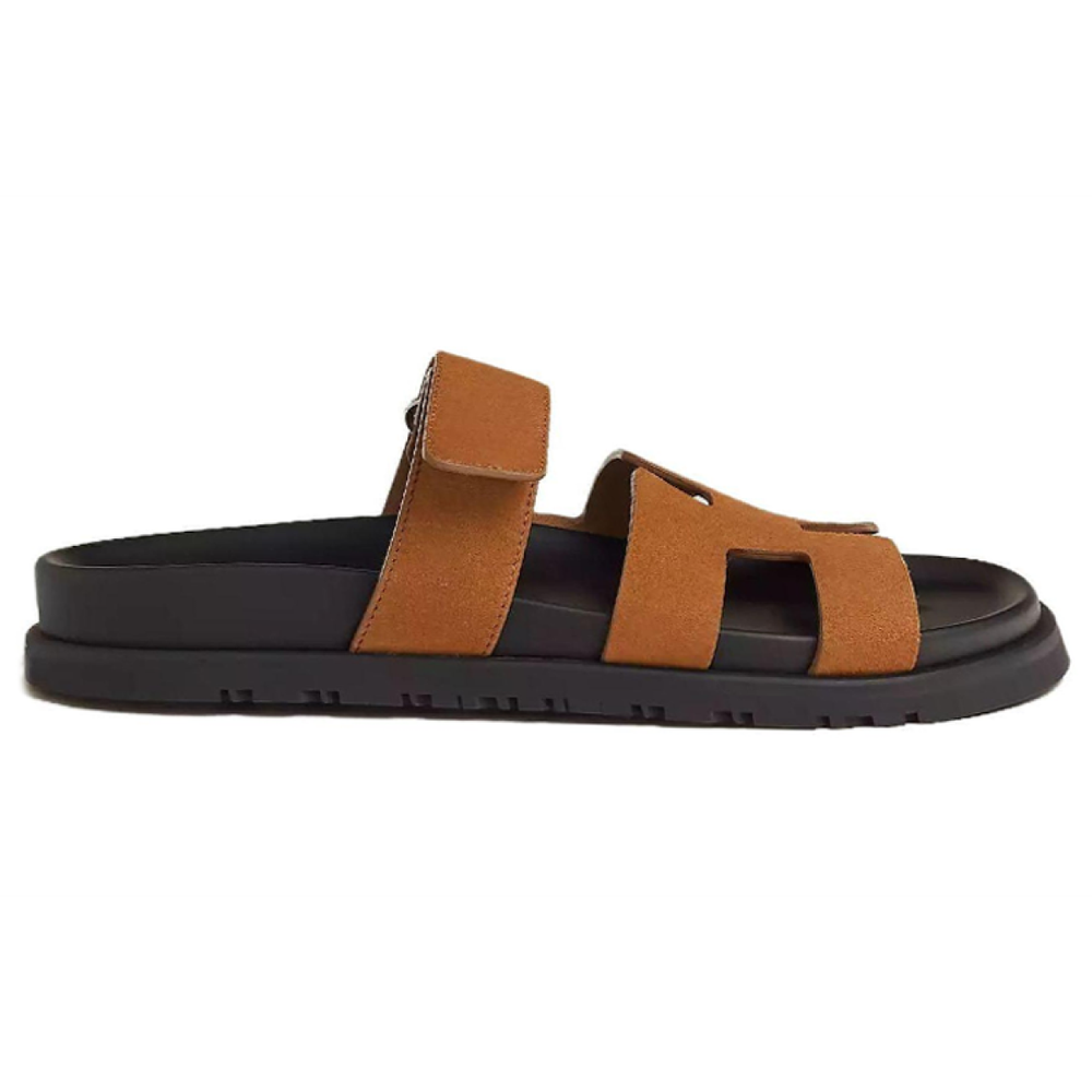 Hermes Chypre open-toed flat-heeled slippers women's natural color, H222297Z A4