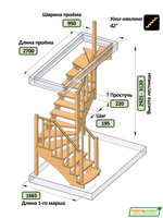 Лестница на второй этаж К-009м Правая