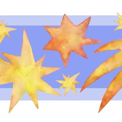 Акварельные звезды и кометы на полосе