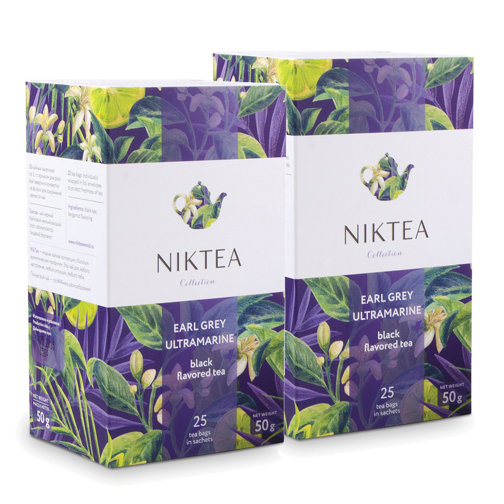 Niktea Earl Grey Ultramarine / Эрл Грей Ультрамарин, чай черный в пакетиках, 2 x 25 шт.
