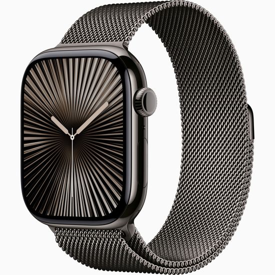 Apple Watch Series 10 GPS + Cellular 46mm Slate Titanium Case with Stainless Steel Milanese Loop